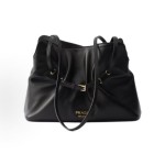 PRADA Dada single-shoulder bag with embossed letter logo on the front, small size for women, black